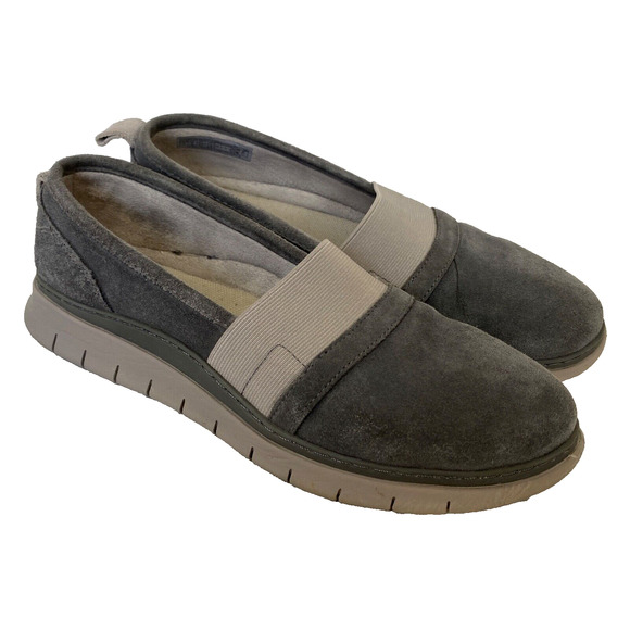 Vionic Slip On Shoes Womens 7 Gray Suede Leather Kristi Comfort Loafer Walking - Picture 1 of 14